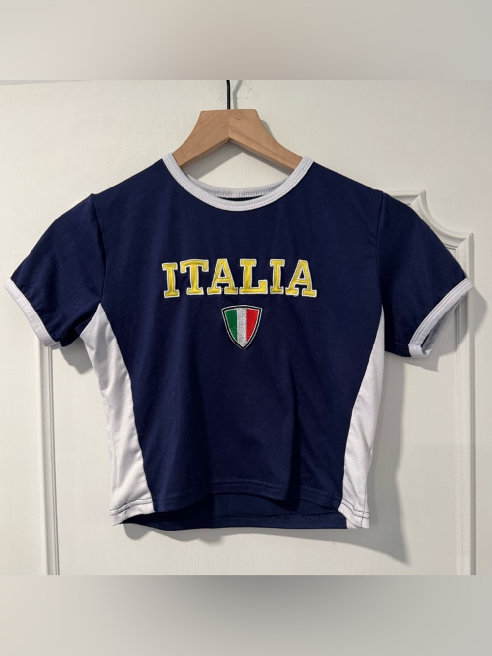 ITALIA Soccer #10 Baby Tee YTK Cotton/Polyester Cropped T-Shirt - Size XS